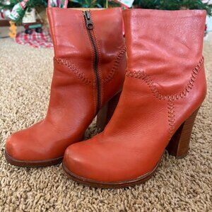 Fun Orange Leather Kork-Ease Boots size 6.5/37